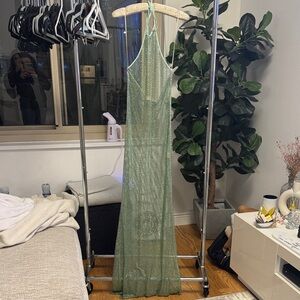 Ami Paris Rhinestoned Fishnet Dress in